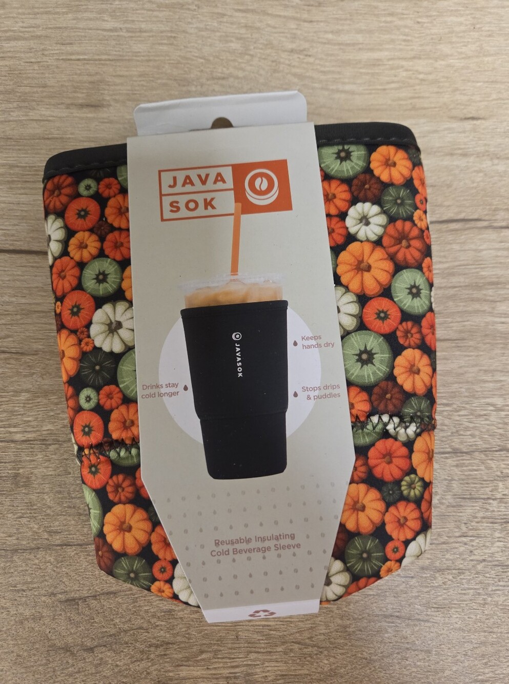 NWT Sok-It JavaSok Large Cold Cup Sleeve - Pumpkin Spice Fall Theme